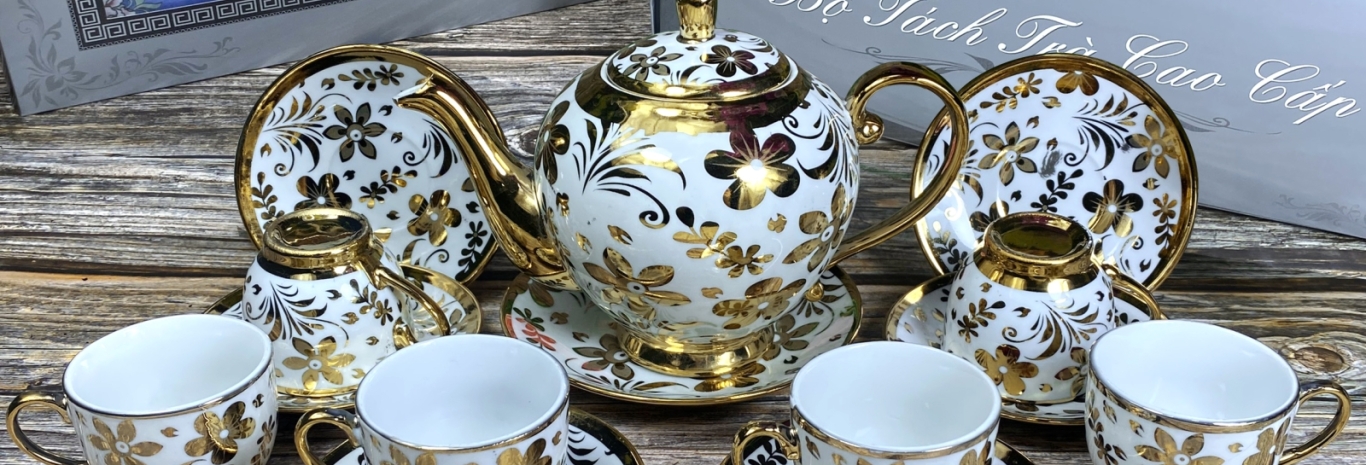 TÁCH TRÀ MẠ VÀNG 18K