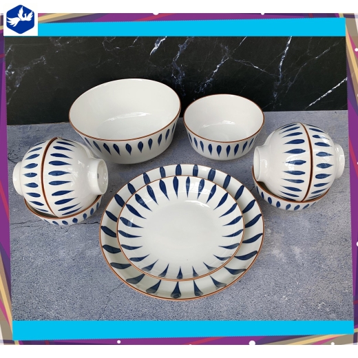 bộ bàn ăn 10 món - hoa văn 4d giọt nước độc lạ - 4d116