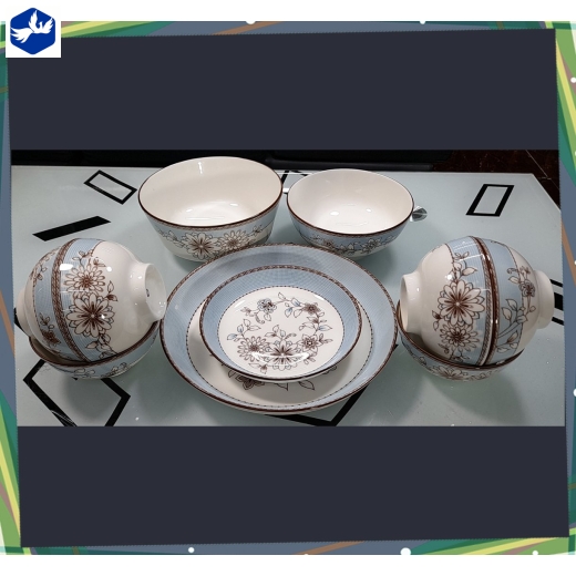 bộ bàn ăn 10 món - hoa văn 4d hoa nâu cách điệu độc lạ - 4d107