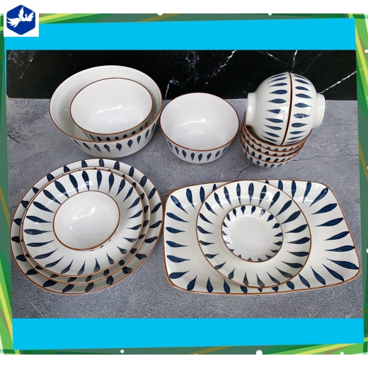 bộ bàn ăn 16 món - hoa văn 4d giọt nước độc lạ - 4d116