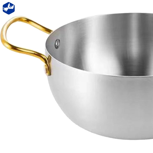 nồi súp có nắp 16 cm - kiểu dáng đẹp, quai mạ vàng, nắp bằng kính núm gổ