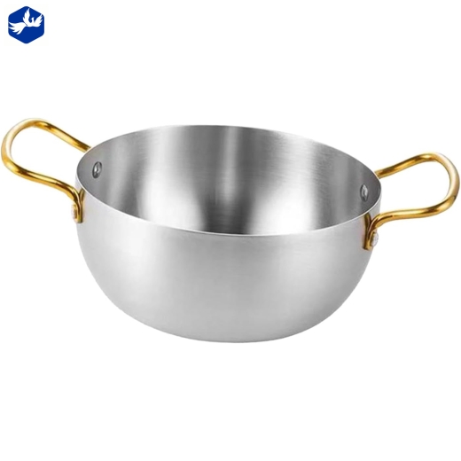 nồi súp có nắp 22 cm - kiểu dáng đẹp, quai mạ vàng, nắp bằng kính núm gổ
