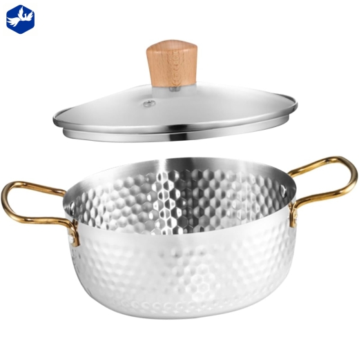nồi súp vân nổi có nắp 20 cm - kiểu dáng đẹp, có vân nổi, nắp bằng kính
