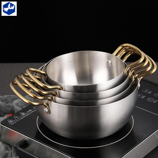 nồi súp có nắp 22 cm - kiểu dáng đẹp, quai mạ vàng, nắp bằng kính núm gổ