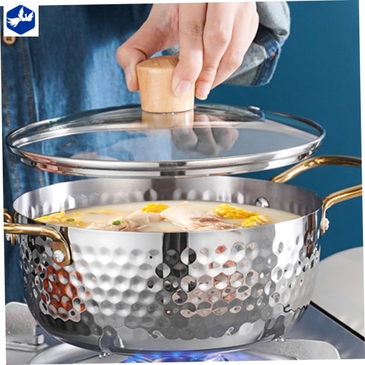 nồi súp vân nổi có nắp 22 cm - kiểu dáng đẹp, có vân nổi, nắp bằng kính