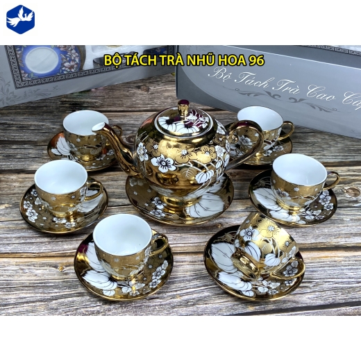 bộ tách trà nhủ vàng ánh kim siêu đẹp, sang trọng / 96
