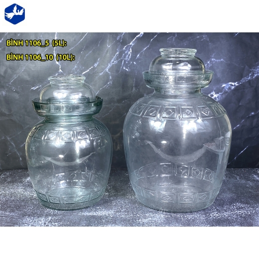 BÌNH 1106-5 (5L) - BÌNH NGÂM, Ủ, MUỐI BẰNG THỦY TINH - HÀNG ĐẸP BỀN