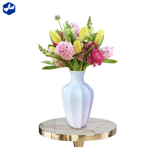 Bình Hoa cách điệu hình quả khế đẹp, men trắng bóng, đẹp, cao cấp - (Bình Hoa Khế S2)