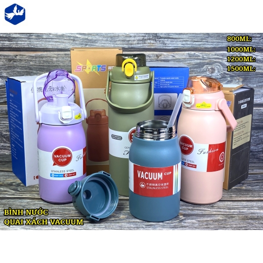 BÌNH NƯỚC QUAI XÁCH VACUUM 800 ML - SP NHIỀU MÀU SẮC, KIỂU DÁNG ĐỘC LẠ, ĐẸP