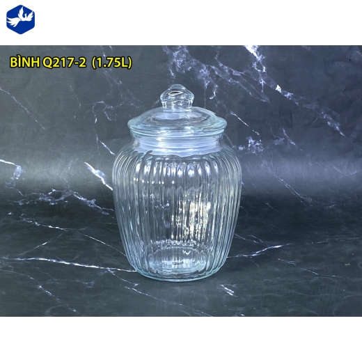 BÌNH Q217-2 (1.75L) - BÌNH THỦY TINH HOA VĂN KHÍA ĐẸP