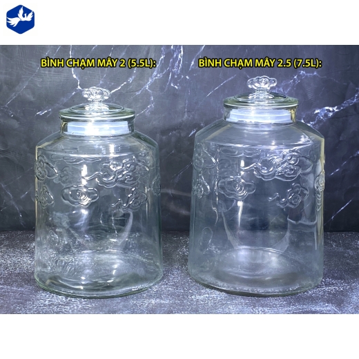 BÌNH TRẠM MÂY 2 (5.5L) - BÌNH NGÂM THỦY TINH HOA VĂN NỔI ĐẸP