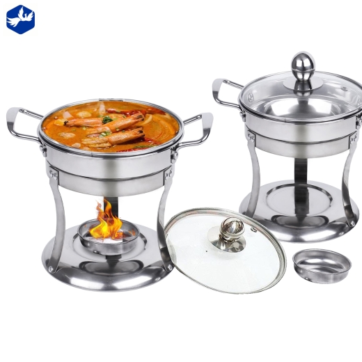 Bộ Nồi Lẩu và Bếp Cồn bằng inox đẹp độc đáo - (18 cm)