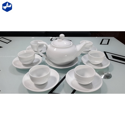 Bộ Tách Trà Dẹt Trắng