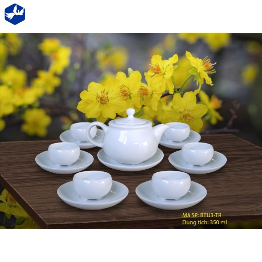 Bộ Tách Trà Chum Trắng
