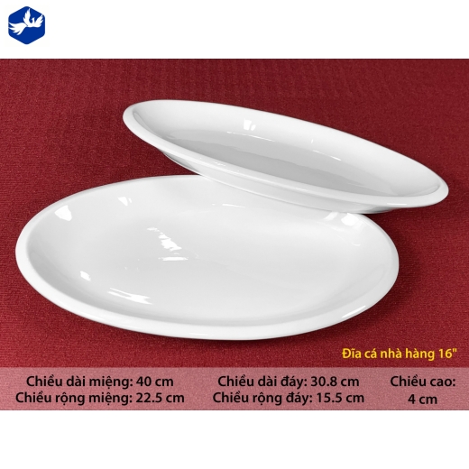 Đĩa Cá 16 Sứ Trắng TP Cao Cấp