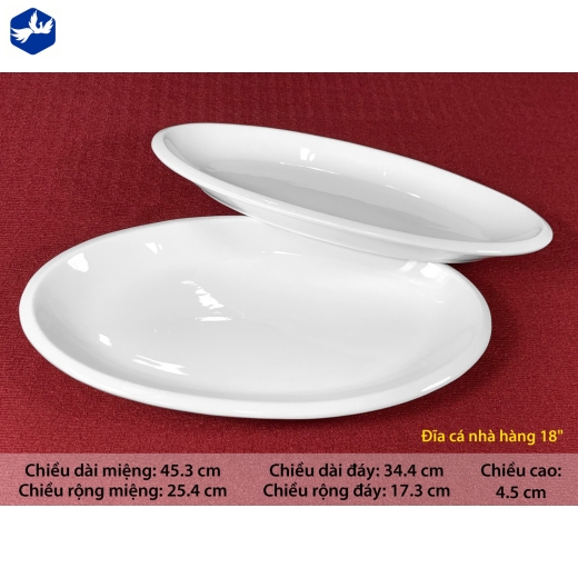 Đĩa Cá 18 Sứ Trắng TP Cao Cấp