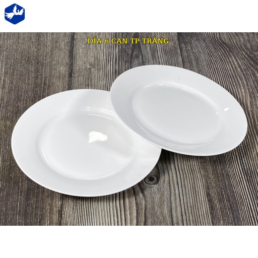 Đĩa sứ cạn 6 inch men trắng cao cấp bền đẹp - TP trắng