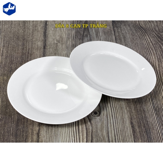 Đĩa sứ cạn 8 inch men trắng cao cấp bền đẹp - TP trắng