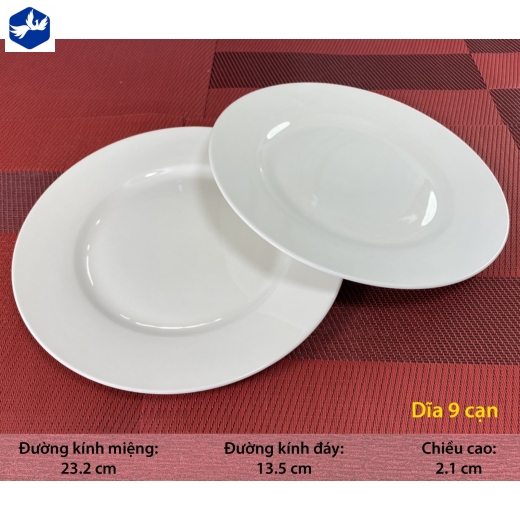 Đĩa Cạn 9 Trắng Sứ Cao Cấp 