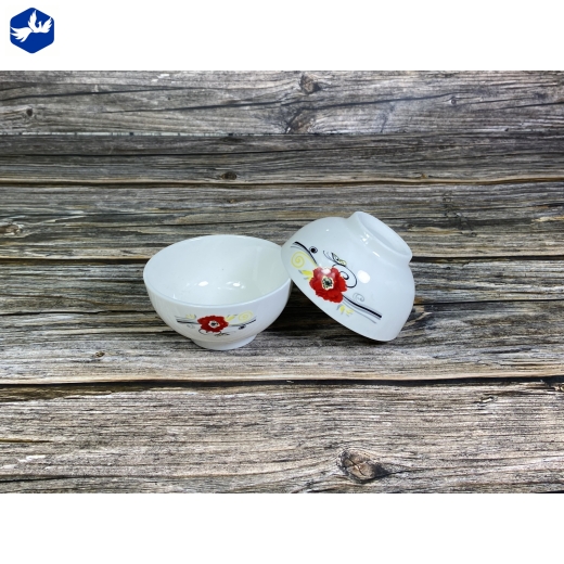 bát chấm trơn - hoa mẫu đơn đỏ đẹp - 917
