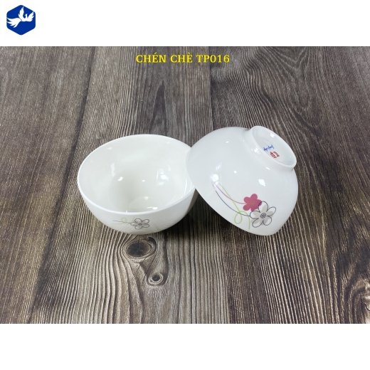 Bát chấm trơn - hoa mai hồng cách điệu - TP016