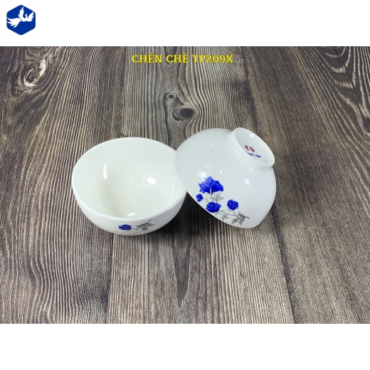 Bát chấm trơn - hoa mẫu đơn xanh - TP205