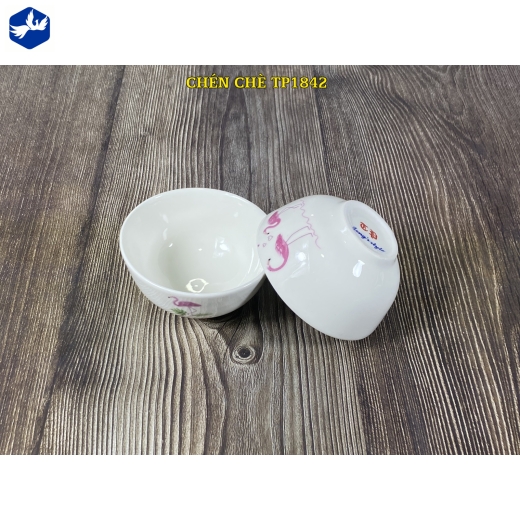 Bát chấm trơn - hoa văn chim hồng hạc đẹp - TP1842