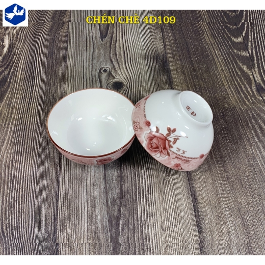 bát chấm trơn - họa tiết 4D bông hồng đỏ đẹp - 4D109