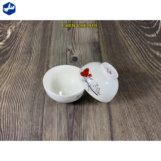 bát chấm trơn - hoa hồng nhung đỏ đẹp - 919