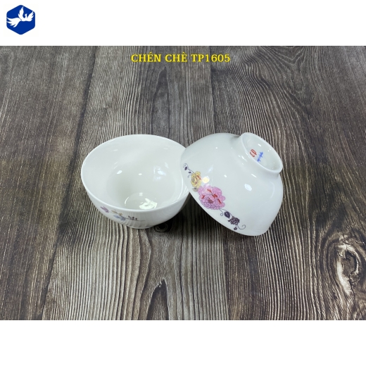 Bát chấm trơn - hoa mẫu đơn hồng cách điệu độc lạ - TP1605