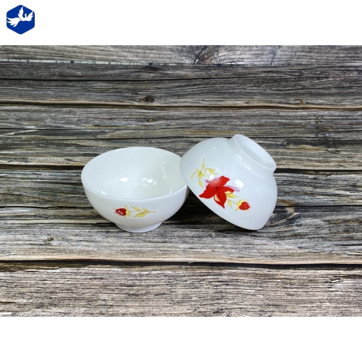 bát chấm trơn - bông hoa ly đỏ đẹp - 098