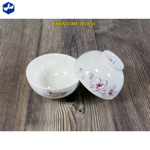 Bát cơm thiên phụng hoa ly tím hồng  đẹp - TP1834