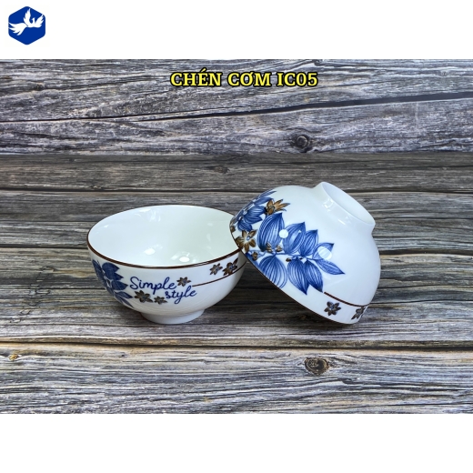 bát cơm - hoa văn hoa lá cành đẹp - IC05