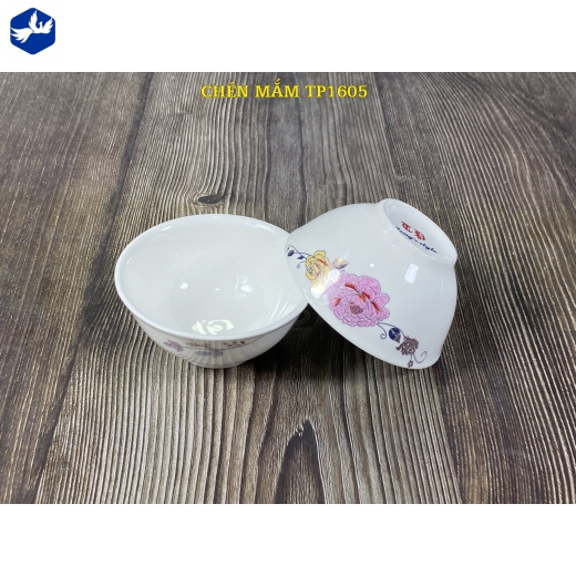 Bát chấm loe - hoa mẫu đơn hồng cách điệu độc lạ - TP1605