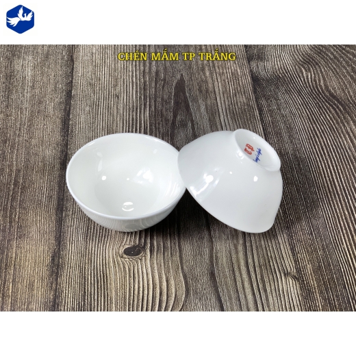 Chén chấm loe men trắng đẹp, cao cấp - (chén mắm)