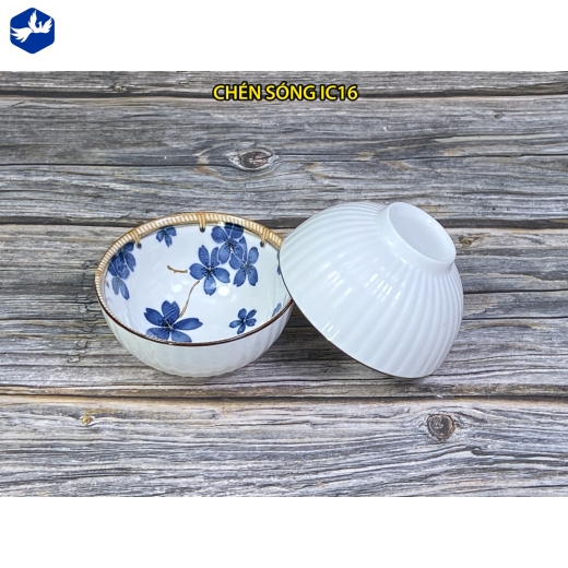 bát cơm vân nổi - hoa anh đào xanh đẹp - IC16
