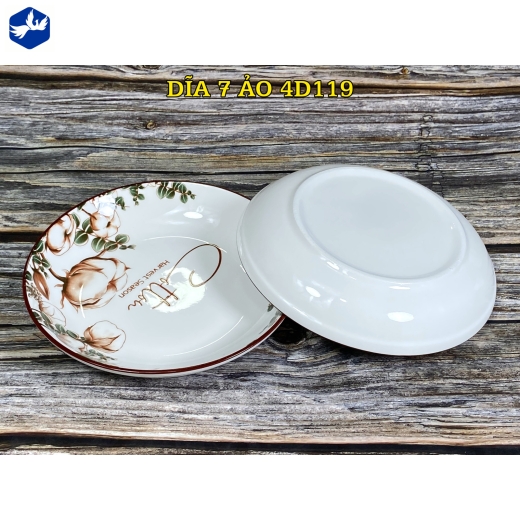 đĩa sứ 7 inch - họa tiết 4d cây bông đẹp lạ - 4D119