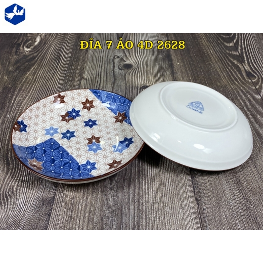 đĩa sứ ảo 7 inch - họa tiết 4d ngôi sao 6 cánh lạ mắt - 4D2628