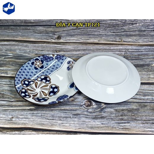đĩa sứ cạn 7 inch - họa tiết 4d bông hoa cách điệu độc lạ - TP121