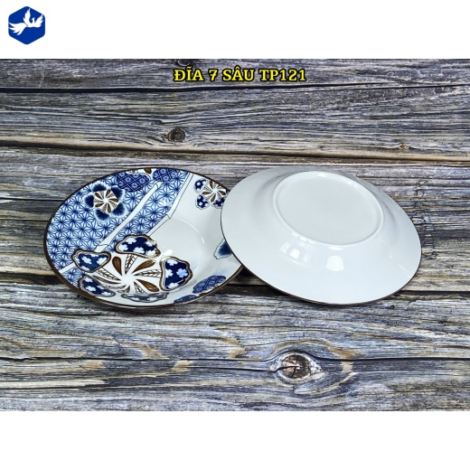 đĩa sứ sâu lòng 7 inch - họa tiết 4d bông hoa cách điệu độc lạ - TP121