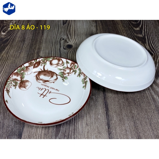 đĩa sứ ảo 8 inch - họa tiết 4d cây bông đẹp lạ - 4D119