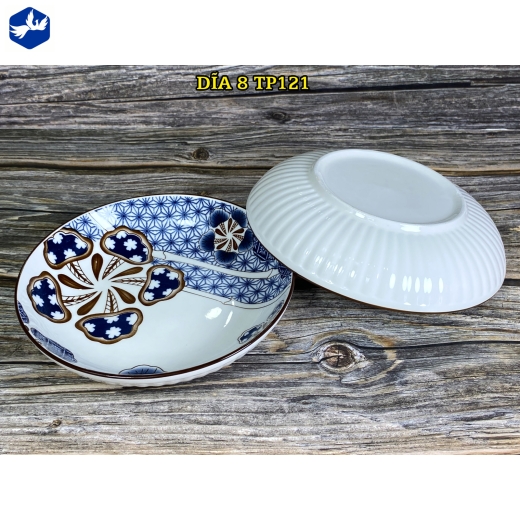 đĩa sứ sóng 8 inch - họa tiết 4d bông hoa cách điệu độc lạ - TP121