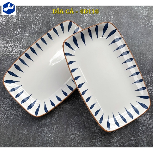 đĩa sứ cá - hoa văn 4D hình giọt nước độc lạ - 4D116