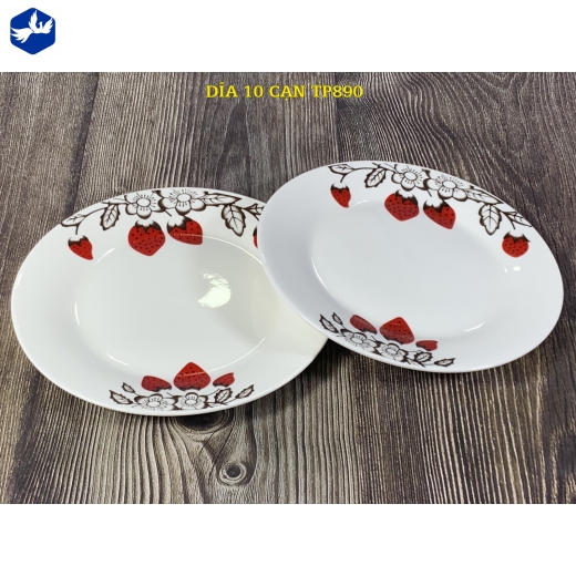 đĩa sứ cạn 10 inch - quả dâu tây đẹp lạ - TP890