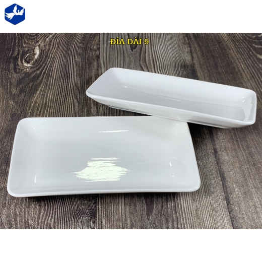đĩa sứ dài 9 inch - men trắng đẹp, cao cấp