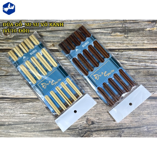ĐŨA GỖ  SU SU VÕ XANH (vĩ/10 đôi) - mẫu mã đẹp, bền
