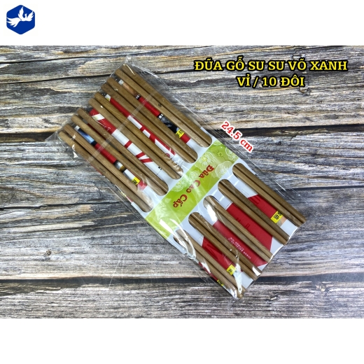 ĐŨA GỖ  SU SU VÕ XANH (vĩ/10 đôi) - mẫu mã đẹp, bền