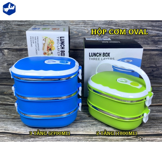 HỘP CƠM OVAL 3 TẦNG 2700ML - HỘP CƠM KIỂU DÁNG HÌNH OVAL ĐỘC LẠ