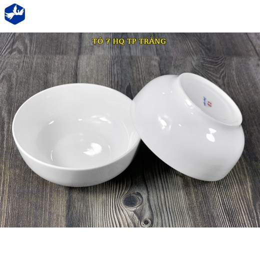 tô sứ 7 inch kiểu Hàn Quốc men trắng bóng, đẹp, bền bỉ - TP trắng