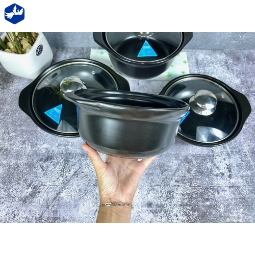 Nồi Đất Dung Tích 900ml Sâu Lòng Nắp Thủy Tinh 